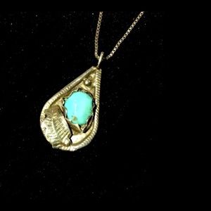 SOLD - Sterling Turquoise Pendant Necklace.
